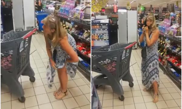 Mujer se viraliza por usar su ropa interior como tapabocas en un supermercado (+Video)