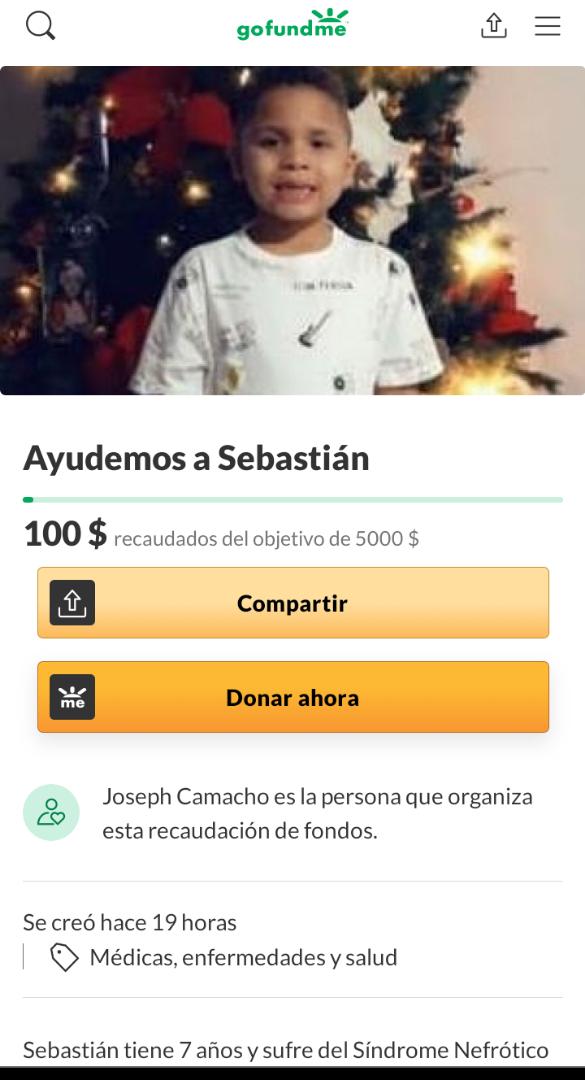 Servicio Público: ayudemos al niño Sebastián Figuera que se encuentra en terapia intensiva