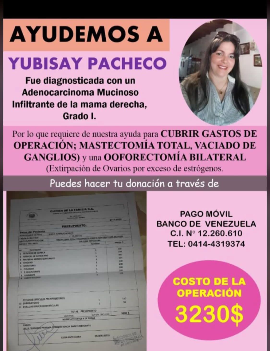 Servicio Público: ayuda a Yubisay Pacheco con su operación