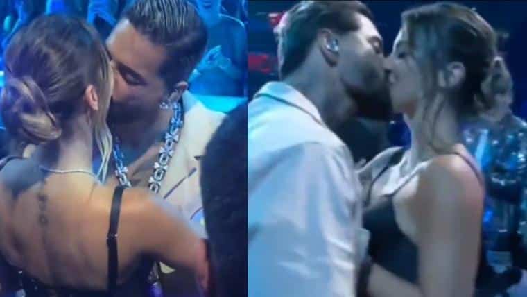 Maluma cierra la presentación con un apasionado beso a su novia