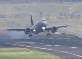 Avión rebota durante intento de aterrizaje (+Video)