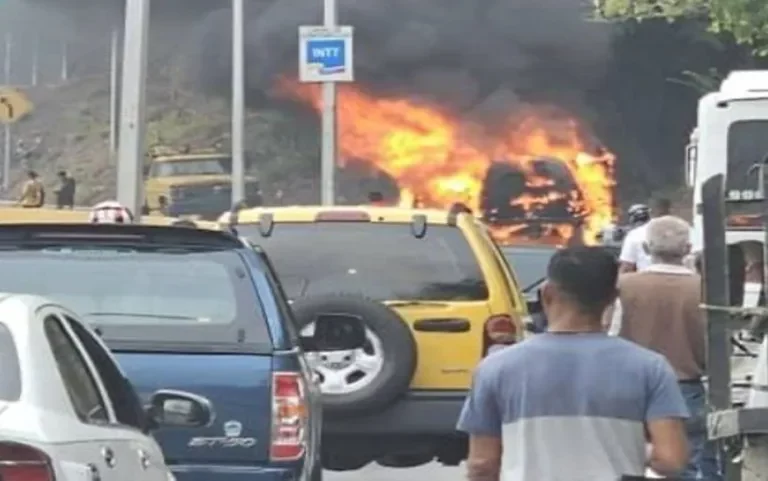 Reportan incendio de un vehículo en la Panamericana (+Imágenes)