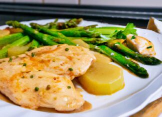 Así se prepara un almuerzo saludable con pollo, papas y espárragos